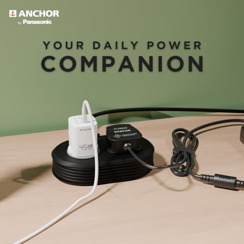 Image of Anchor by Panasonic 2 Universal Socket Extension Board, 6A Spike Guard with 1.2-Meter Heavy Duty Cord for Home and Office Usage, 2 Way Power Strip with LED Indicator, Matt Finish