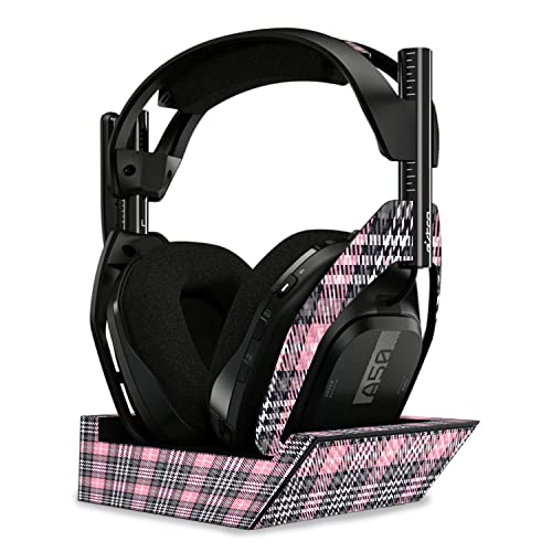 Image of MightySkins Carbon Fiber Skin Compatible with Astro A50 Wireless Headphones + Base Station (Gen 4) - Pink Plaid | Protective, Durable Textured Carbon Fiber Finish | Easy to Apply | Made in The USA