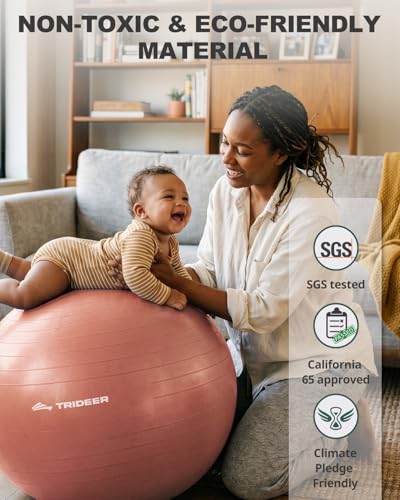Image of Trideer Yoga Ball for Exercise, Pilates, Core & Balance Training, Stability Ball for Pregnancy & Birthing Prep, Physical Therapy, Daily Stretching, Office Chair for Active Sitting, Quick Pump Included