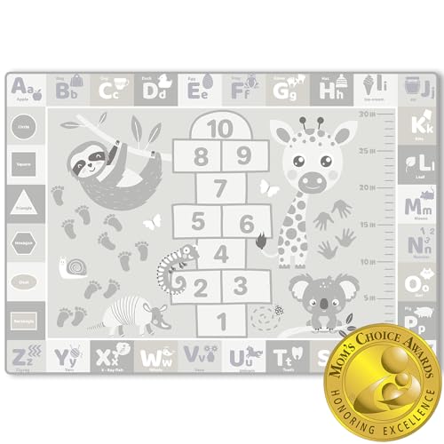 Image of QUOKKA Baby Mat for Floor Play for Babies 6-12 Months – Super Soft Baby Floor Play Mat for Toddlers 1-3 – ABC Grey Extra Thick Plush Rug for Nursery – Padded Foldable Activity Infant Playroom Carpet