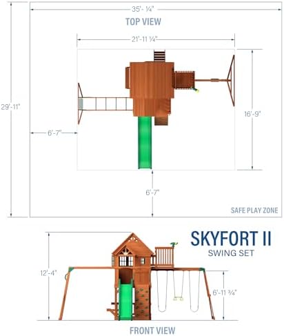 Backyard Discovery, Skyfort II Playground Cedar Wood Swing Set with Playhouse Fort, Sandbox, Picnic Table, Slide, Monkey Bars, Swings, Rock Climber, Outdoor Playset for Kids Age 3-10 Years — view 2