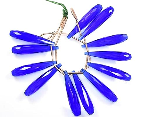 Kyanite Blue Quartz briolette perles gouttes de 35mm taille facettée haut de gamme