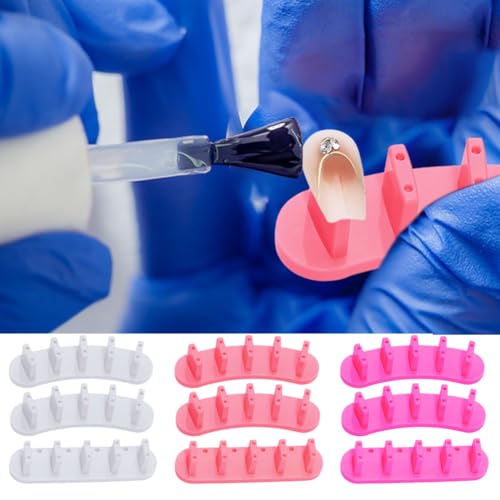 Dicas de arte de unhas falsas, ferramenta de suporte de exibição com 10 peças de pontas de unhas pos
