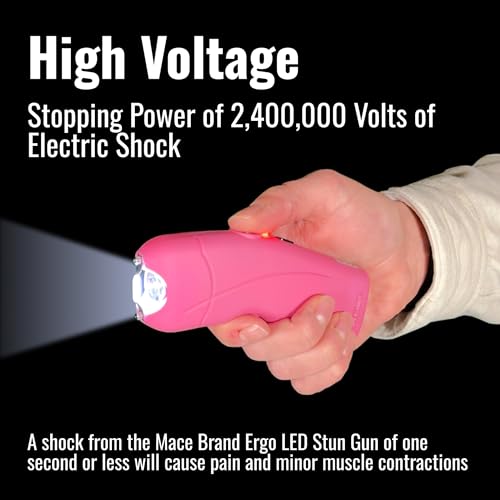 Mace Ergo Stun Gun & Mace Pepper Spray Kit - Rechargeable, Bright LED Light, 12 Feet Range Self Defense Pepper Spray for Women & Men - Pink