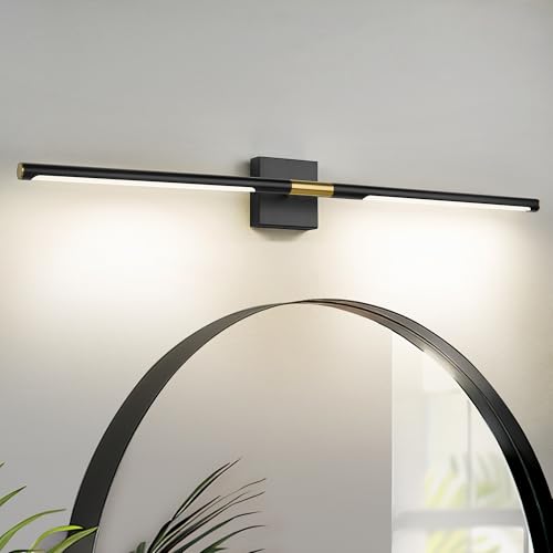 Image of 40 Inch Bathroom Light Fixtures, 24W 3CCT Dimmable Black and Gold LED Vanity Lighting Fixtures Over Mirror, 360?Rotatable Modern Bathroom Vanity Light Bar, AD-W9465-L100-BK