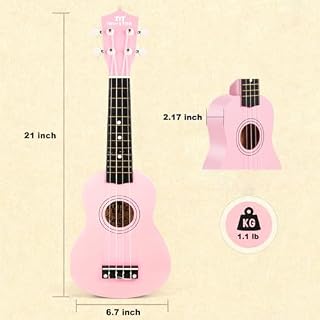 MUSTAR Soprano Ukulele, 21 Inch Ukulele for Beginners – Small Guitar Ukulele for Beginner, Ukuleles Kit With Gig Bag, Strap, Picks, Basswood Pink Ukuleles Set - Les Beatles, Paul McCartney, John Lennon, RIngo Starr, George Harrison MUSTAR Soprano Ukulele, 21 Inch Ukulele for Beginners - Small Guitar Ukulele for Beginner, Ukuleles Kit With Gig Bag, Strap, Picks, Basswood Pink Ukuleles Set – Image 2