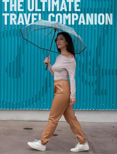 Image of VOGARD Windproof Travel Umbrella, Compact Auto Folding Umbrella for Rain & Sun, Strong Frame Lightweight Portable Umbrella for Men & Women