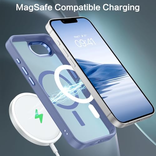 Image of Elzzi Magnetic for iPhone 16e /17e Case (Compatible with MagSafe)(Military Grade Drop Protection) Slim Translucent Matte Shockproof with Anti-Fingerprint Phone Case,Blue