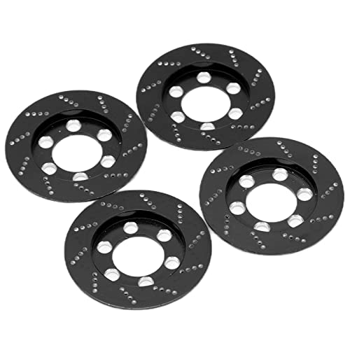 4pcs RC Brake Caliper, Aluminum Brake Disc for 1.9 Inch Wheel, Simulated Wheel Brake Rotor with Realistic Look, Compatible with 1/10 RC Crawler Car for Axial SCX10 (Black)
