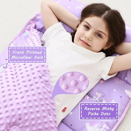 Image of Lasoftan Toddler Nap Mat with Pillow and Blanket, Extra Large Rolled Napping Mats,Slumber Bags for Boys Girls,Kids Sleeping Bag for Daycare, Preschool Travel Camping