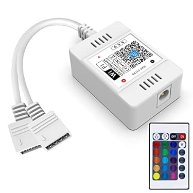 AMAZON - HaoDeng WiFi Wireless LED Smart Controller, Compatible with Alexa&Google Assistant&IFTTT, Working with Android, iOS System and RGB LED Strip Lights, Comes with 24 Keys Remote Control