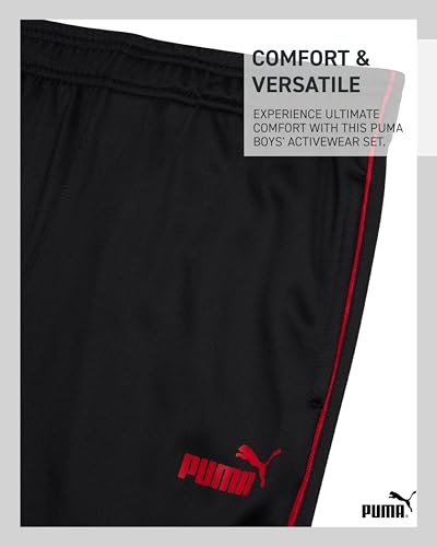 Image of PUMA Boys 3 Piece Active Tricot Jogset with T-Shirt (Sizes 8-16)