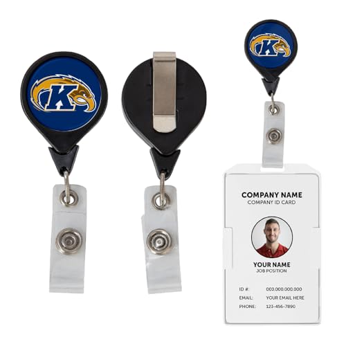 Desert Cactus Kent State University Retractable Badge Holder KSU Golden Flashes ID Reel with Ticket Clip for Lanyard, Work, School & Office Access