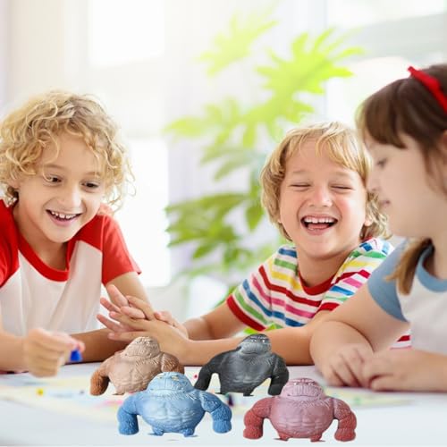 Gorilla Stressabbau Spielzeug 4pcs, Gorilla Squeeze Toy,AFFE Spie-lzeug Affen Spie-lzeug Stretch, Gummi Squishy Monkey,Spielzeug Zum Stressabbau,Monkey Gorilla Toys