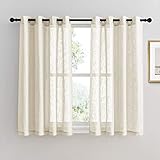 PONY DANCE Curtain Tier Valances - Sheers Faux Linen Textured Elegant Grommet Top Light Filter...