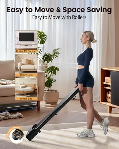 Walking Pad Treadmill for Home - Under Desk Treadmills Portable Mini Compact Walk Pads for Small Spaces Office Indoor Apartment Floor Flat Running Machine with Remote Quiet Lightweight — view 5