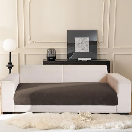 Image of Luxe Home Premium Rabbit Fur Sofa Cover 3 Seater Ultra-Soft Washable Anti-Slip Slipcover for Sofa (Chocolate, 68x183 cm)