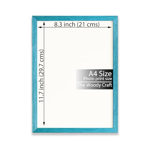 Image of A4 Photo Frame | Stylish Blue Photo Frames For Wall Decor | Durable Wooden Frame | Wall Frames To Enhance Your Room | Hanging Photo Frame (8.3x11.7 inch, Blue)