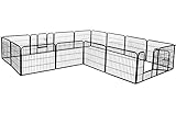 Yaheetech 24-inch 16 Panel Portable Metal Fence Folding Pet Playpen with Door/Gate for Large Small Animals Outdoor Indoor Exercise Playpen Black
