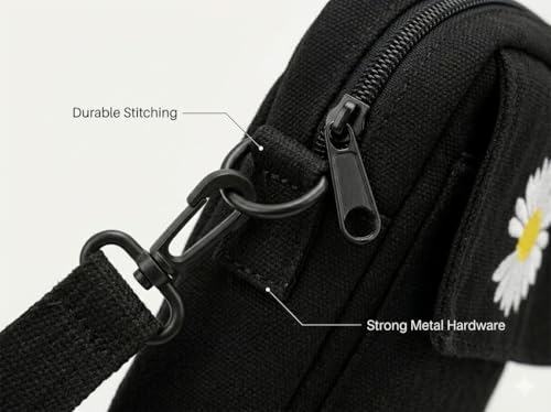 Image of PAVILONN Mini Sling Bag Crossbody Bag Side Bag for Men Women Small Shoulder Bag Unisex Travel Pouch Compact Stylish Mobile Wallet Black Sling Bag for College Boys Girls