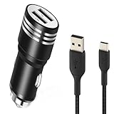 BPROD? Chargeur Allume-Cigare USB de Voiture Noir Double Ports Ultra Rapide + 1 Cble Type C Ultra renforc 1 Mtre Compatible avec Coolpad Note 8