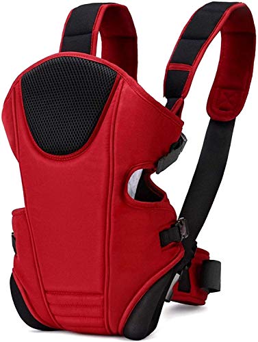 Image of Ineffable Baby Carrier Bag in 3-in-1 Ergonomic Adjustable Sling Kangaroo Design with Carrying Basket for Front & Back Use for Infant Child and Mother Travel - 0 to 2 Year (Red Black)