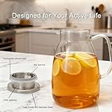 TOFOAN 2L Glass Jug with Stainless Steel Lid – Heat Resistant Borosilicate Water Pitcher, Drip-Free Spout & Filter, Dishwasher Safe, for Hot & Cold Drinks (68oz) - Image 5