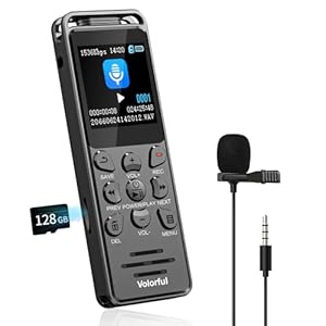144GB Digital Voice Recorder with Playback, Volorful 1536Kbps Audio Recorder for Interviews Meetings, Voice Activated Recorder Recording Device with Noise Reduction, MP3 Stereo Player, Microphone