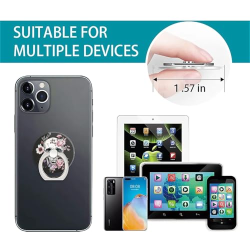Anillo de teléfono de calavera y rosas con soporte anticaídas para iPhone 3