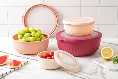 COOK WITH COLOR Prep Bowls - 8 Piece Nesting Plastic Meal Prep Bowl Set with Lids - Small Bowls Food Containers in Multiple Sizes (Pink Ombre) by COOK WITH COLOR - Image 8