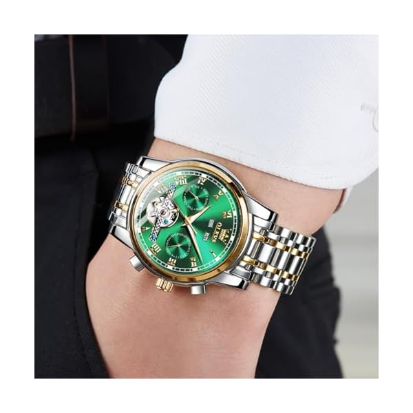 olevs automatic watch for men self winding mechanical luxury business stainless steel multi calendar waterproof luminous wrist watches