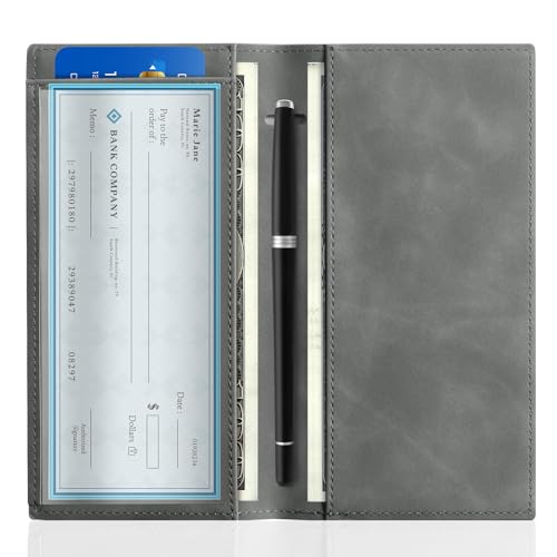 Image of CoBak Checkbook Cover for Women & Men - PU Leather Case with RFID Blocking | Classic Design Check Book Holder for Personal and Business
