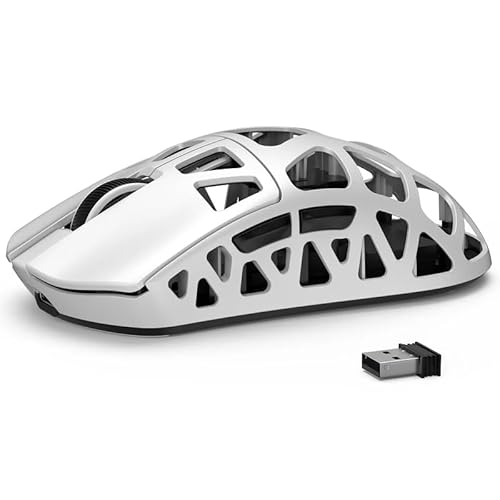ATTACK SHARK R3 ゲーミングマウス マグネシウム合金 ワイヤレス PAW3395 8000hz 46g 超軽量 2.4G/Bluetooth/USB有線 26000DPI コイルケーブル付き 急速充電 技適取得済み（ホワイト）