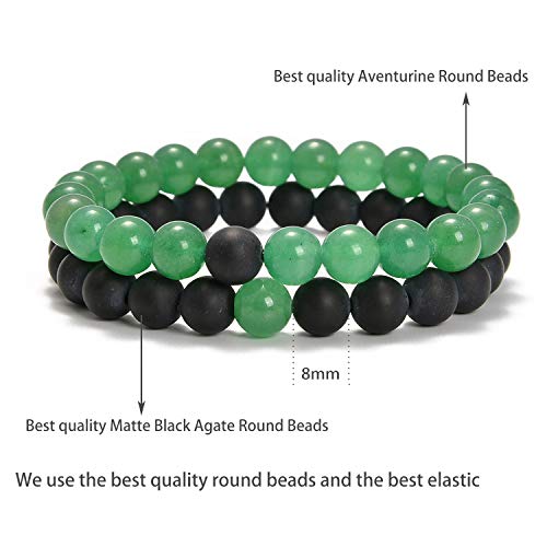 Bracelet extensible agate mate et aventurine perles de 8 mm - 2