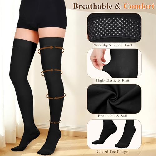 Image of Athbavib 20-30mmHg Thigh High Compression Stockings for Women & Men, Closed Toe Medical Compression Socks Graduated Support Compression Sock for Varicose Veins Swelling Treatment