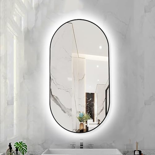 Miroir intelligent LED réglable avec 3 températures de couleur et cadre noir - 2