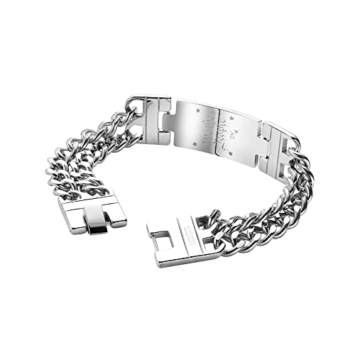 Pulsera Cadena Doble Curban con Bandera Americana para Hombre miniatura 2