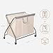 STORAGE MANIAC 160L Collapsible Laundry Hamper with Wheels, Rolling Laundry Basket, Heavy Duty Cloth Sorter with Removable Bag, Folding X Frame Clothes Organizer Cart for Easy to Store, 3 Section