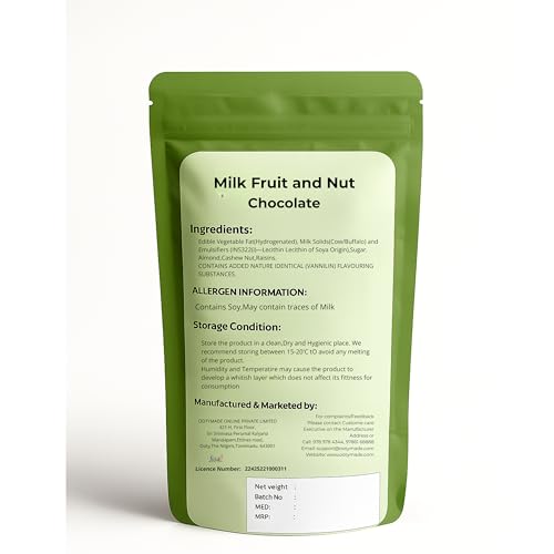 OotyMade.Com Ooty Chocolates Homemade Milk Fruit and Nut Chocolate - 500 Grams | Homemade Chocolates with Nuts and Fruits | Nutties Chocolate | Fruit and Nut Chocolates