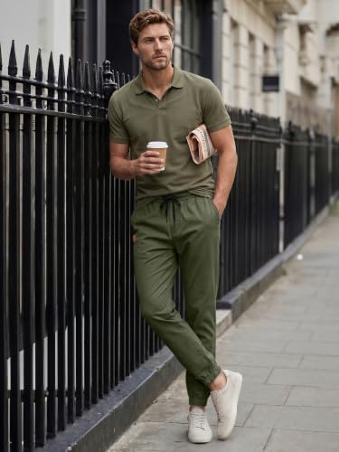 Image of JMIERR Mens Cotton Stretch Joggers Casual Twill Athletic Track Pants