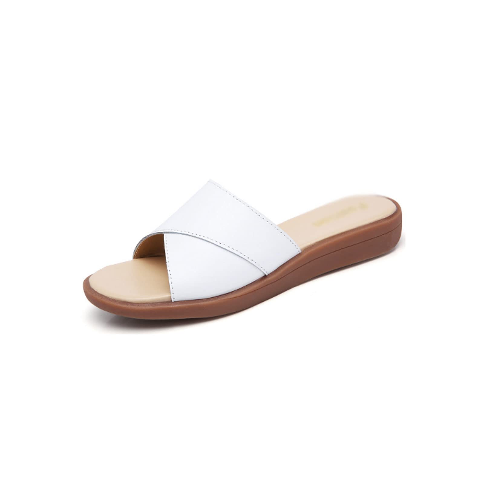 Ciabatte da Donna, estive, in Vera Pelle, con Ciabatte, da Donna, con Tacco Alto, alla Moda, da Donna, Taglie Forti (Bianco 8,5 UK)