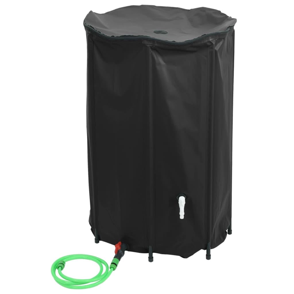 Depósito Agua Lluvia Plegable 1000 L PVC | Grifo y válvula ABS incluidos, cubierta de malla, cremallera bidireccional, para jardín y camping
