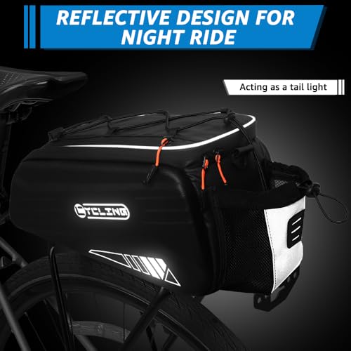 Eyein Bike Rack Bag 8.6L - Waterproof Reflective Hard Shell Bike Rear Seat Bag with Handle and Shoulder Strap, Cycling Accessories Saddle Pannier Pouch for Mountain Travel Commute with Rain Cover - Image 6
