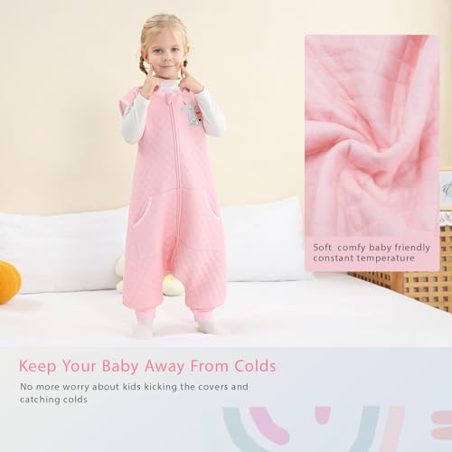 Image of WONDAY Toddler Sleep Sack with Feet, 1.0 Tog Lightweight Sleeping Sacks for Walking with Legs,12 Months 2T