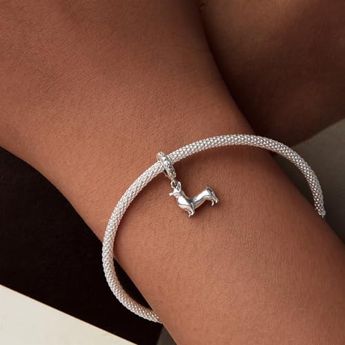 Abalorio de Corgi de plata de ley 925 para collares de mujer CMBSSTFC 5