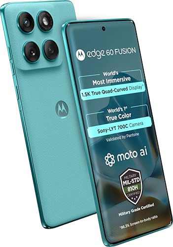 Image of Motorola Edge 60 Fusion 5G (Pantone Amazonite, 8GB RAM, 128GB Storage)| 6.67 inch pOLED Display | IP68 | 50MP+13MP Rear | 32MP Front Camera | MediaTek 7400 Processor| 5500mAh Battery | 68W Turbo Charger