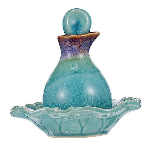 HEMOTON 1 Juego Juego de ollas de Aceite Esencial pequeña Porcelana para Aceite Esencial Botellas de líquido Recargables decoración Botella de cerámica Decorativa Tarro vacío de cerámica