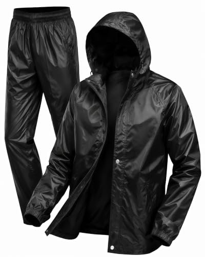 Image of Mens Raincoat Suit with Pant Set Luxova Series | Waterproof Lightweight Breathable Rain Wear | Waterproof Zipper Raincoat for men waterproof
