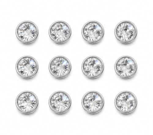 Image of Pack of 12 Crystal Kurta Buttons Diameter 20 L,Sewing Shank Buttons Craft Crystal Clear Acrylic Rhinestone Silver Back