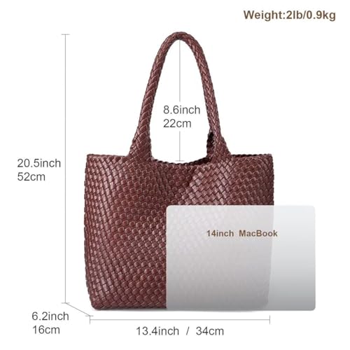 Image of MELOLILA Woven Leather Handbag - Large Tote Bag for Women - Fashion Vegan Leather Tote